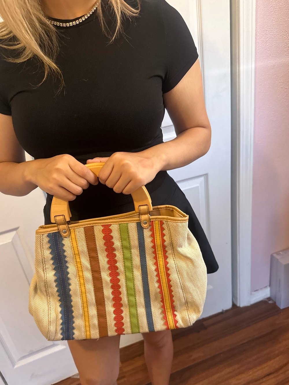 Vintage Relic Rainbow stripes canvas bag
